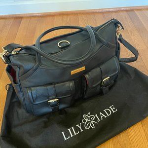 *PRISTINE* Lily Jade Elizabeth Diaper Bag Purse Black Leather